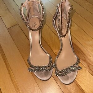 Badgley Mischka Embellished Tan Heels